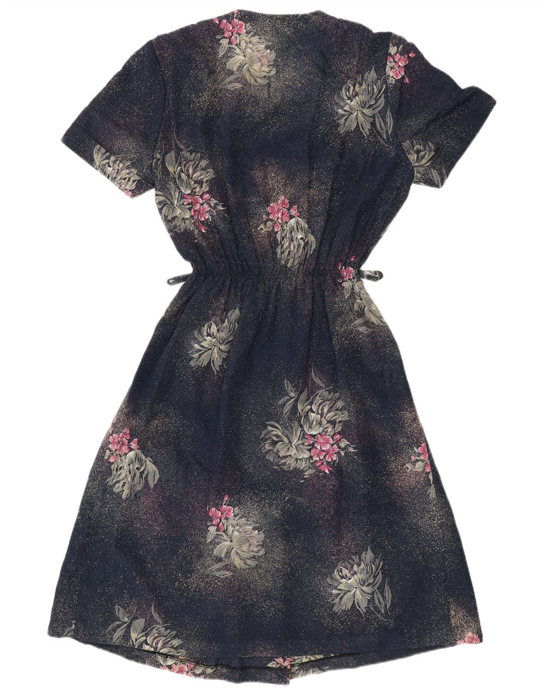 Set 2 pezzi VINTAGE da donna IT 50 XL Poliestere floreale blu navy
