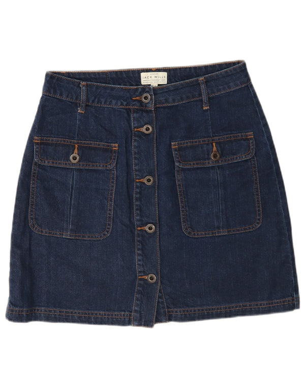 Mini gonna di jeans da donna Jack Wills UK 10 piccola W27 cotone blu