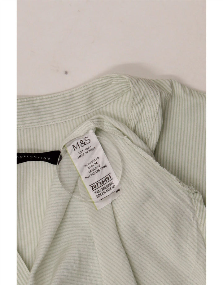 Camicia pullover da donna Marks & Spencer UK 6 XS verde gessato viscosa