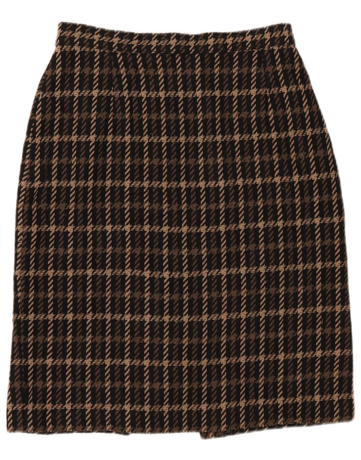 Gonna a tubino da donna Marks & Spencer UK 14 media W28 acrilico a quadri marrone