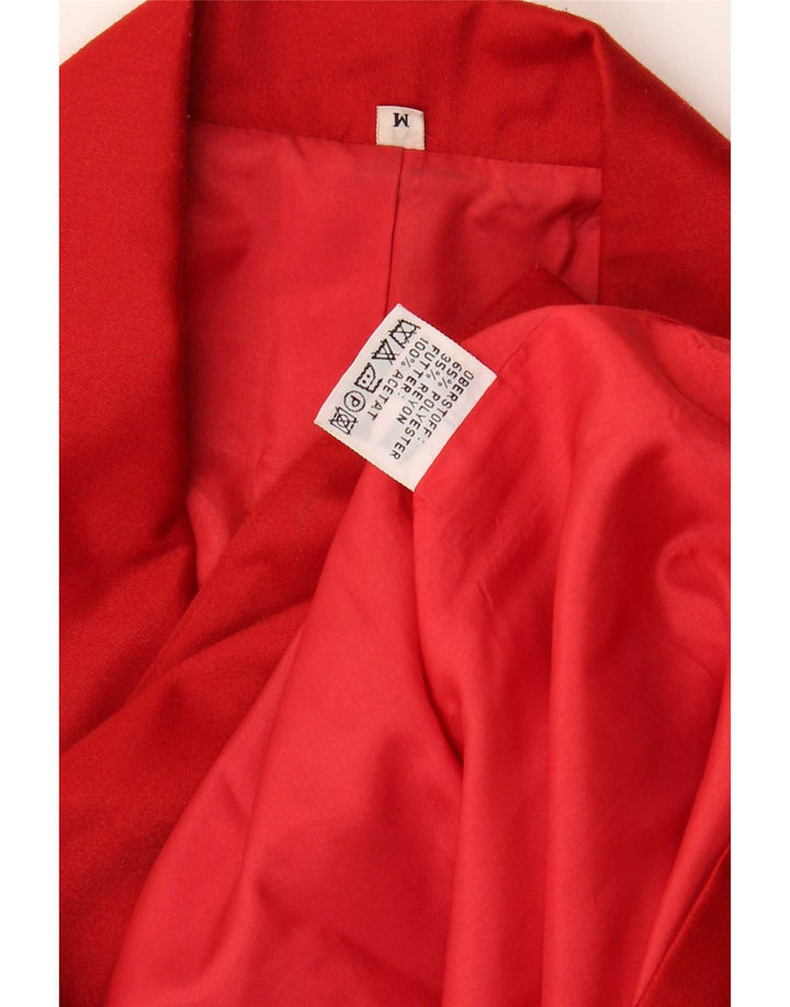 Giacca blazer doppiopetto lunga da donna vintage UK 14 rossa media