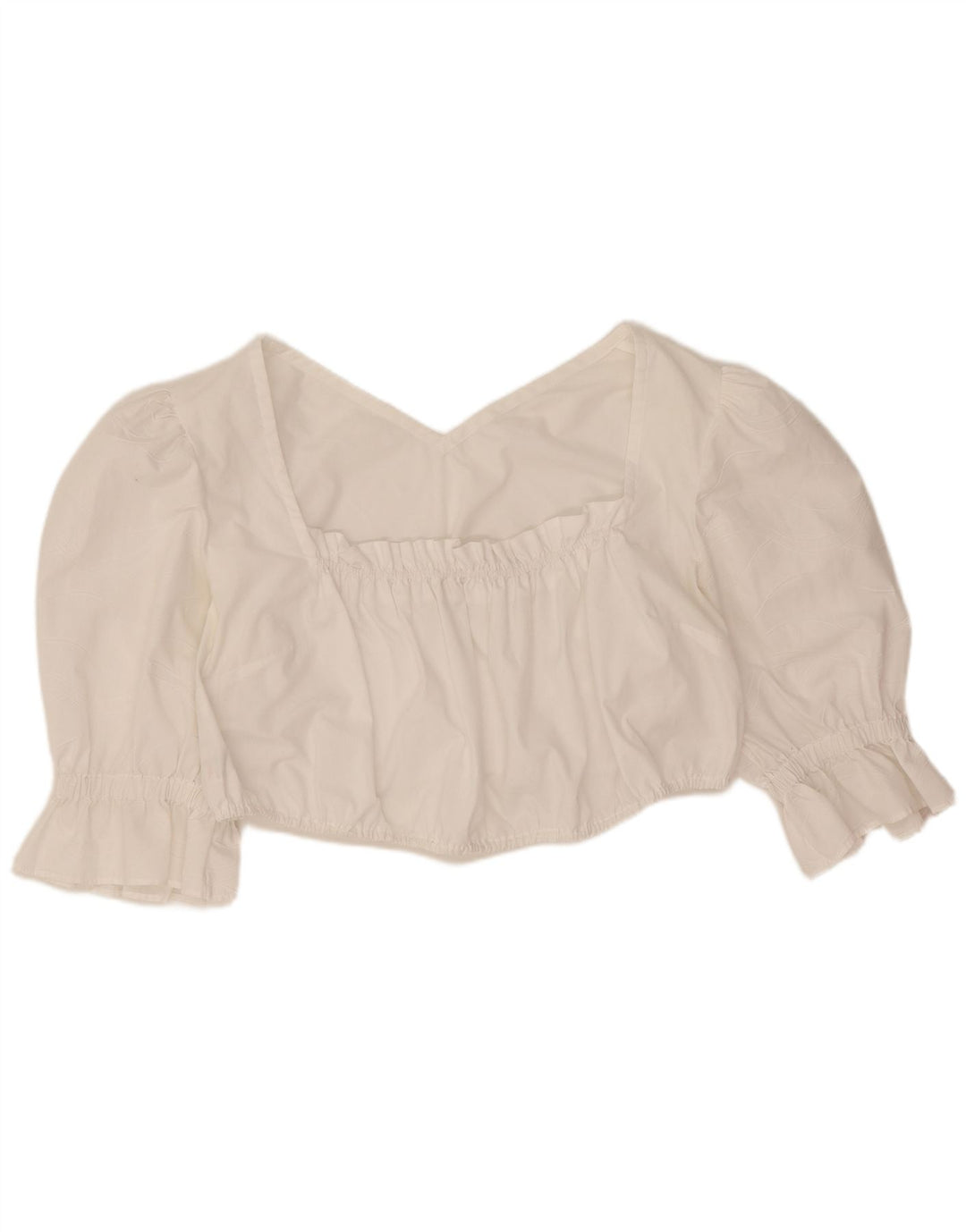 Top corto da donna vintage UK 12 bianco medio