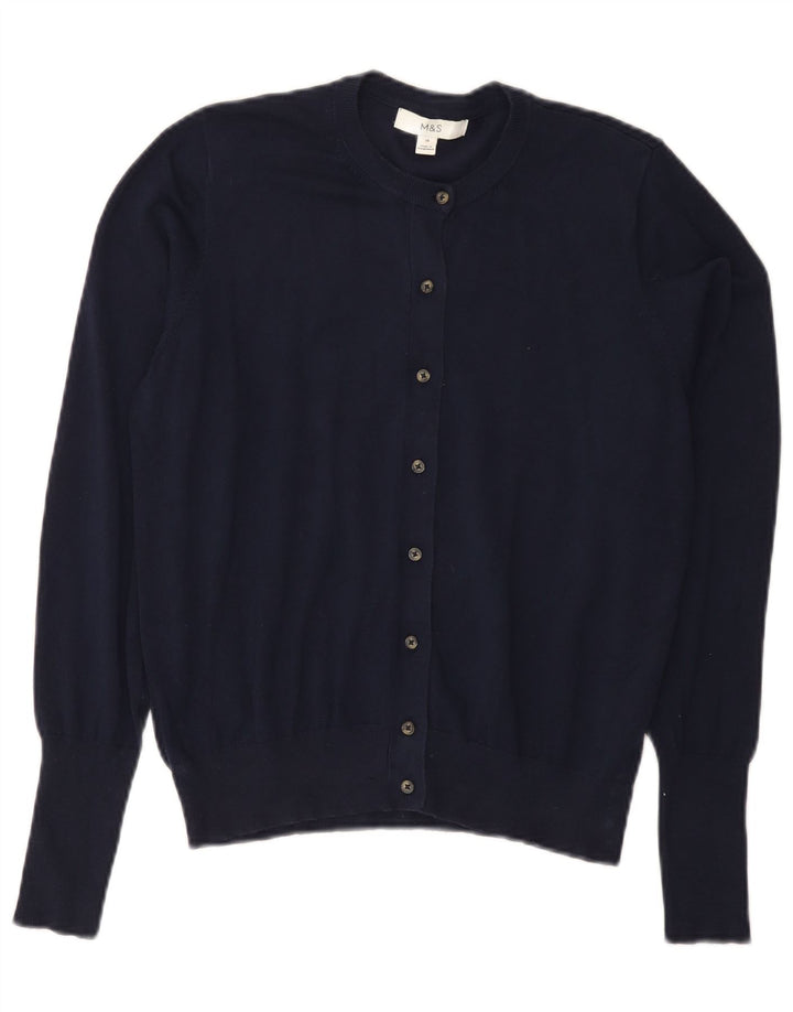 Maglione cardigan da donna Marks & Spencer UK 14 Viscosa blu navy medio