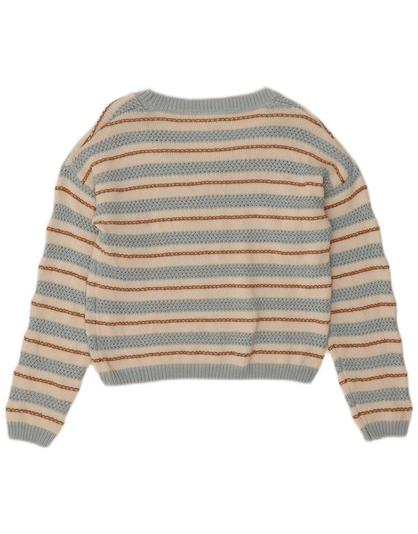 Maglione maglione corto con scollo a barca da donna PEPE Jeans UK 6 XS a righe bianco sporco