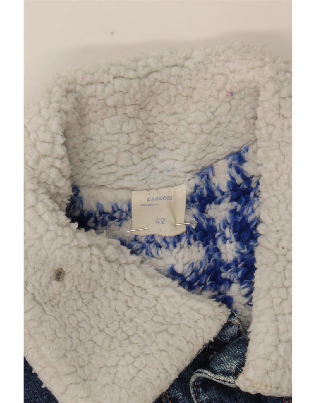 CASUCCI Mens Sherpa Denim Jacket UK 42 XL Blue Cotton Vintage Casucci and Second-Hand Casucci from Messina Hembry 