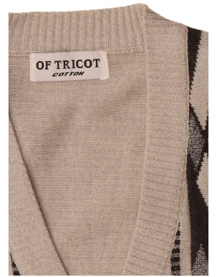 Maglione cardigan da uomo vintage XL grigio a rombi/cotone diamante