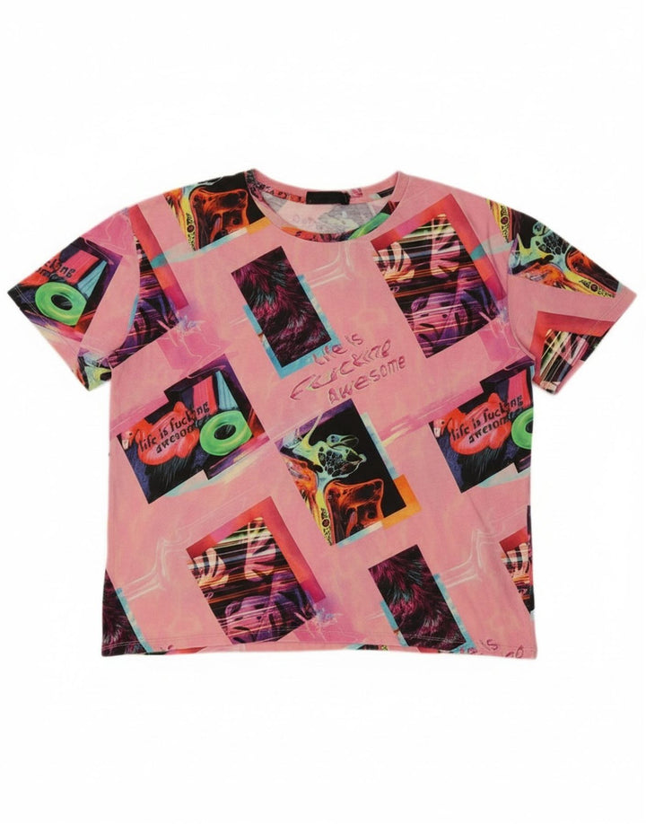 Desigual T-shirt grafica oversize da donna Top UK 10 Small Rosa