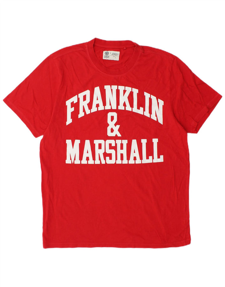 T-shirt grafica da uomo Franklin & Marshall Top grande in cotone rosso