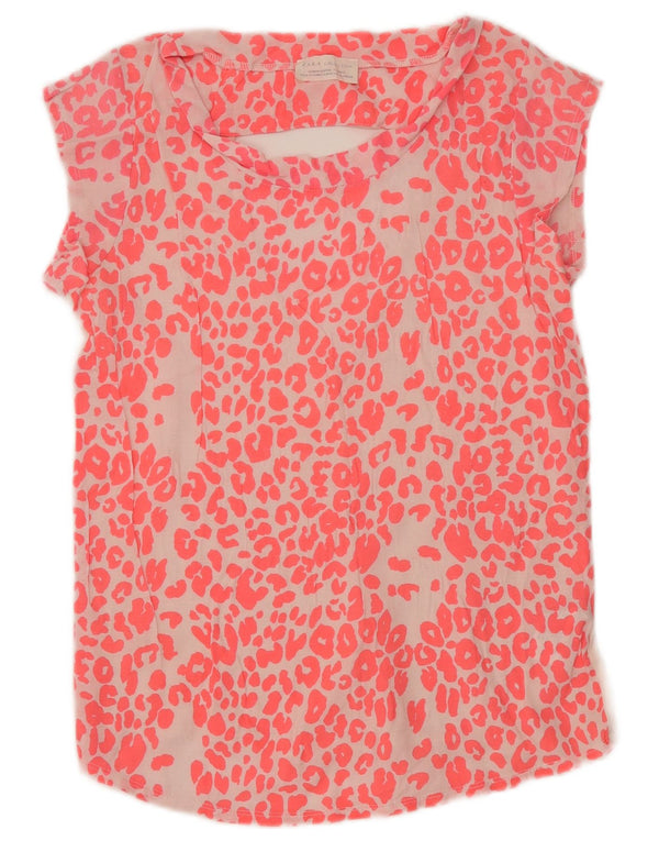 Camicetta da donna Zara Top UK 12 Cotone con stampa animalier rosa medio