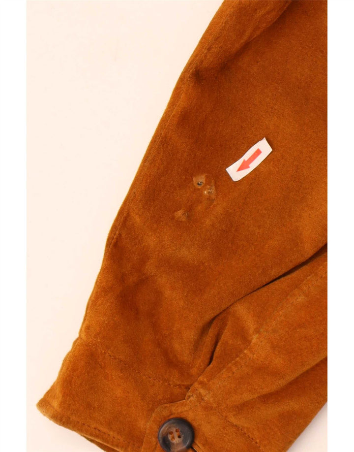 Giubbotto bomber in pelle scamosciata da uomo James Dillon UK 40 grande in pelle beige