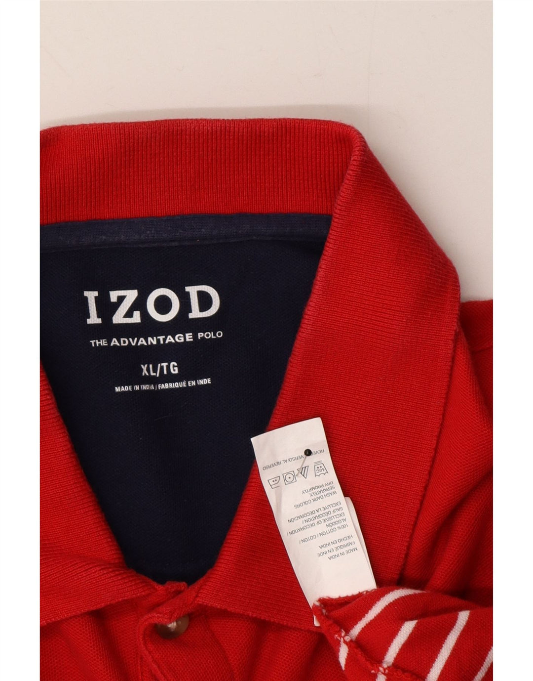 IZOD Mens Polo Shirt XL Red Striped Cotton Vintage Izod and Second-Hand Izod from Messina Hembry 