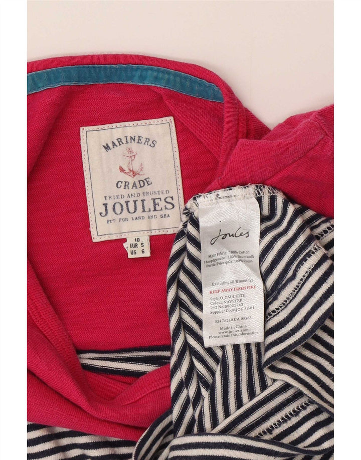 Joules Top da donna manica 3/4 UK 10 piccolo cotone a righe multicolore