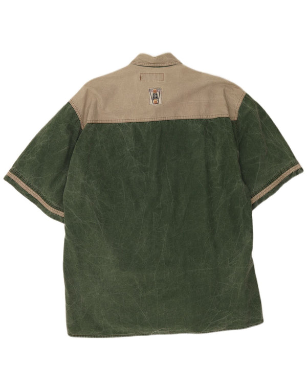 Camicia a maniche corte da uomo Martini Dry Large in cotone color block verde