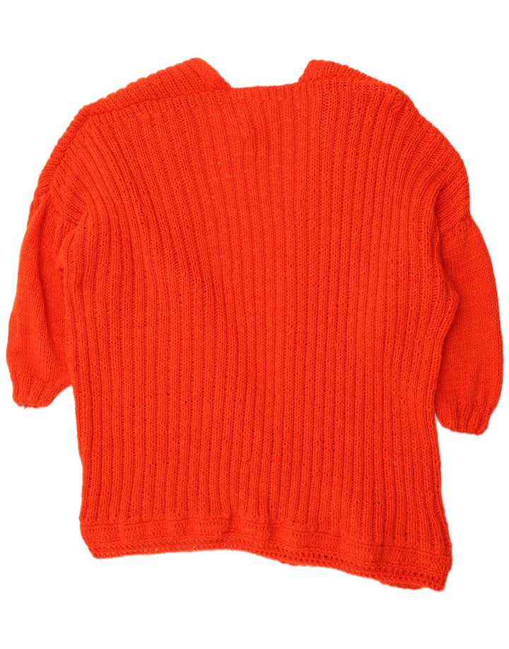 Maglione cardigan aperto oversize da donna vintage UK 14 rosso medio