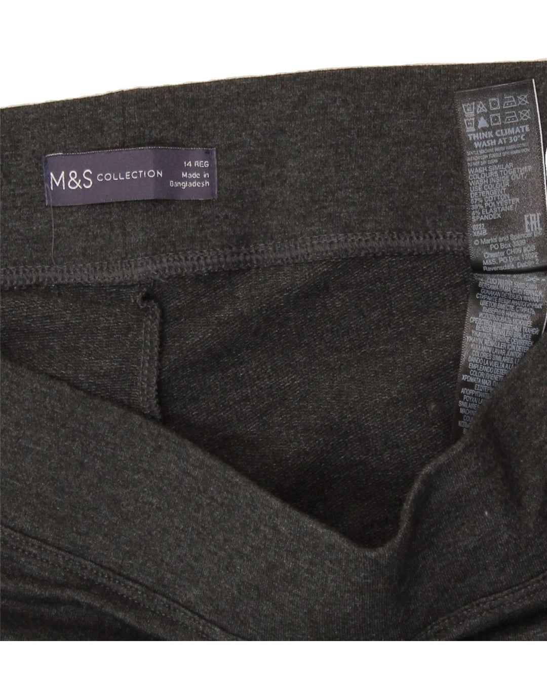 MARKS & SPENCER Womens Tracksuit Trousers UK 14 Large Grey Cotton Vintage Marks & Spencer and Second-Hand Marks & Spencer from Messina Hembry 