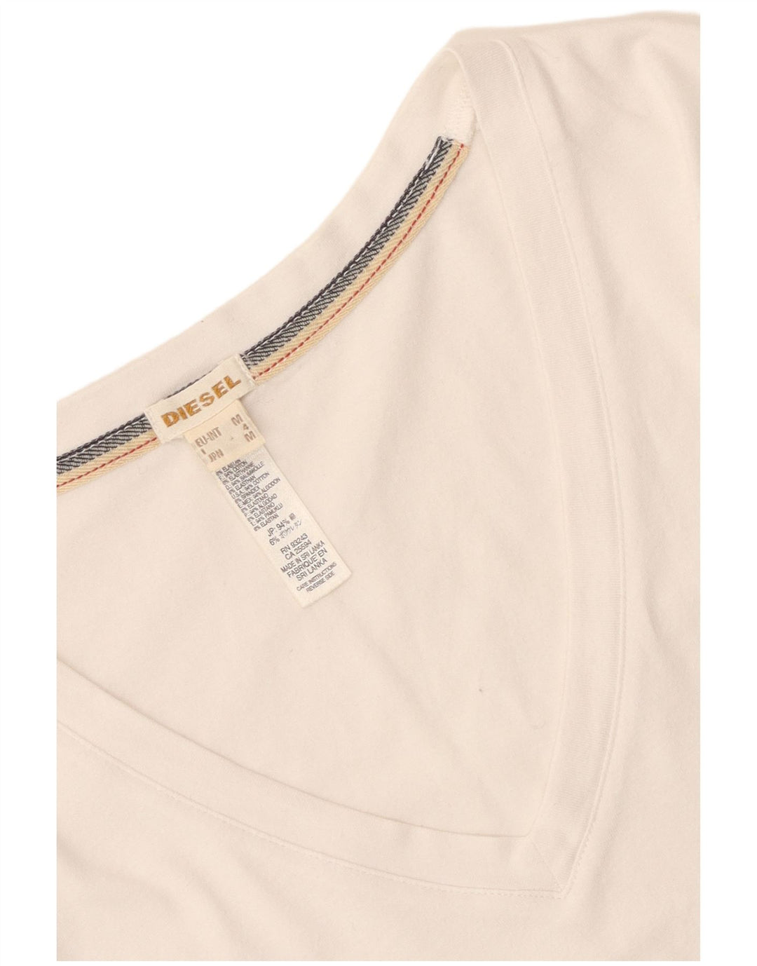 T-shirt da donna Diesel Top UK 12 cotone bianco medio