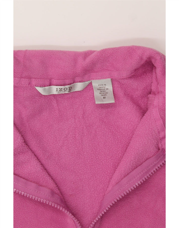 IZOD Womens Zip Neck Fleece Jumper UK 14 Medium Pink Polyester Vintage Izod and Second-Hand Izod from Messina Hembry 