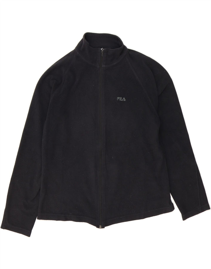 FILA Womens Fleece Jacket UK 14 Large Black Vintage Fila and Second-Hand Fila from Messina Hembry 
