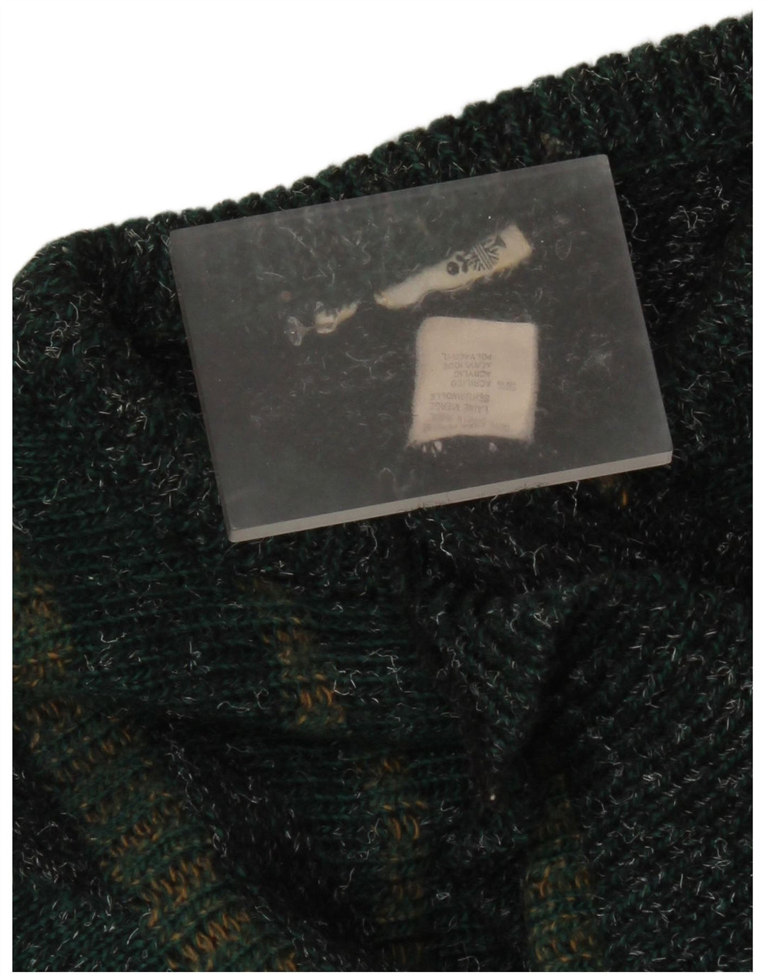 Maglione vintage da uomo girocollo IT 50 a righe verde medio