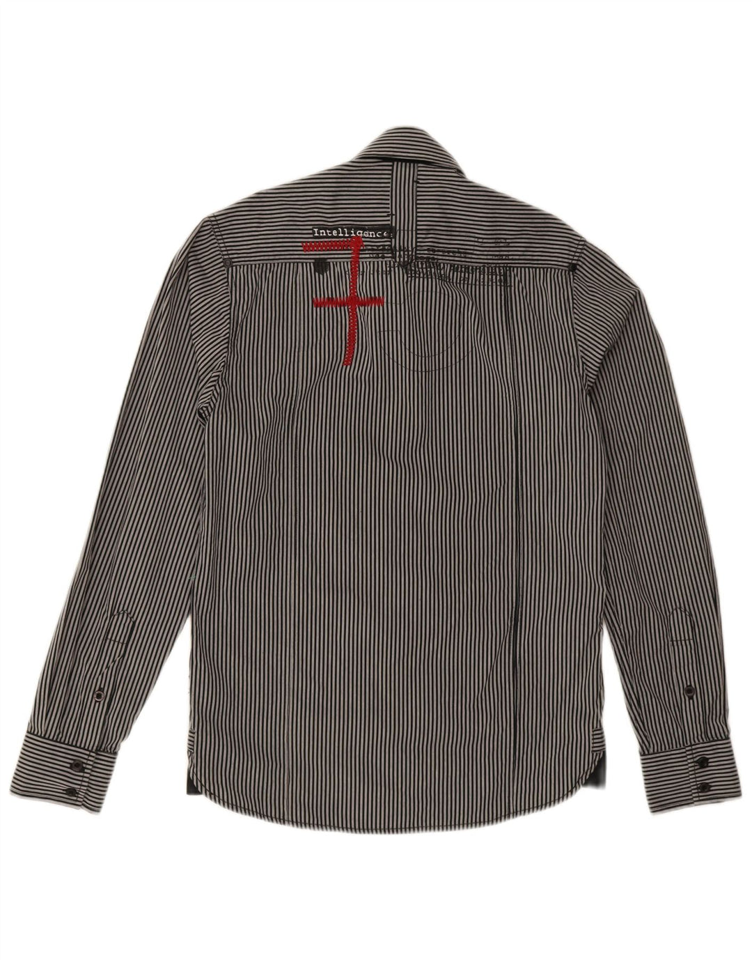 Camicia grafica da uomo Jack & Jones piccola in cotone gessato nero