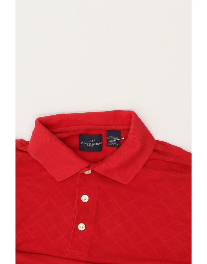DOCKERS Mens Golf Polo Shirt Large Red Cotton Vintage Dockers and Second-Hand Dockers from Messina Hembry 