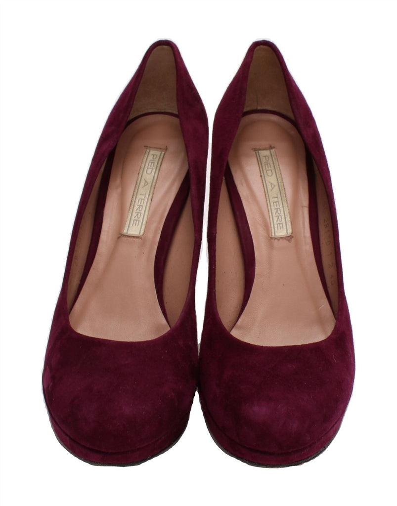 PIED A TERRE Womens Suede Pump Heels UK Size 7 Maroon Suede Vintage Pied A Terre and Second-Hand Pied A Terre from Messina Hembry 