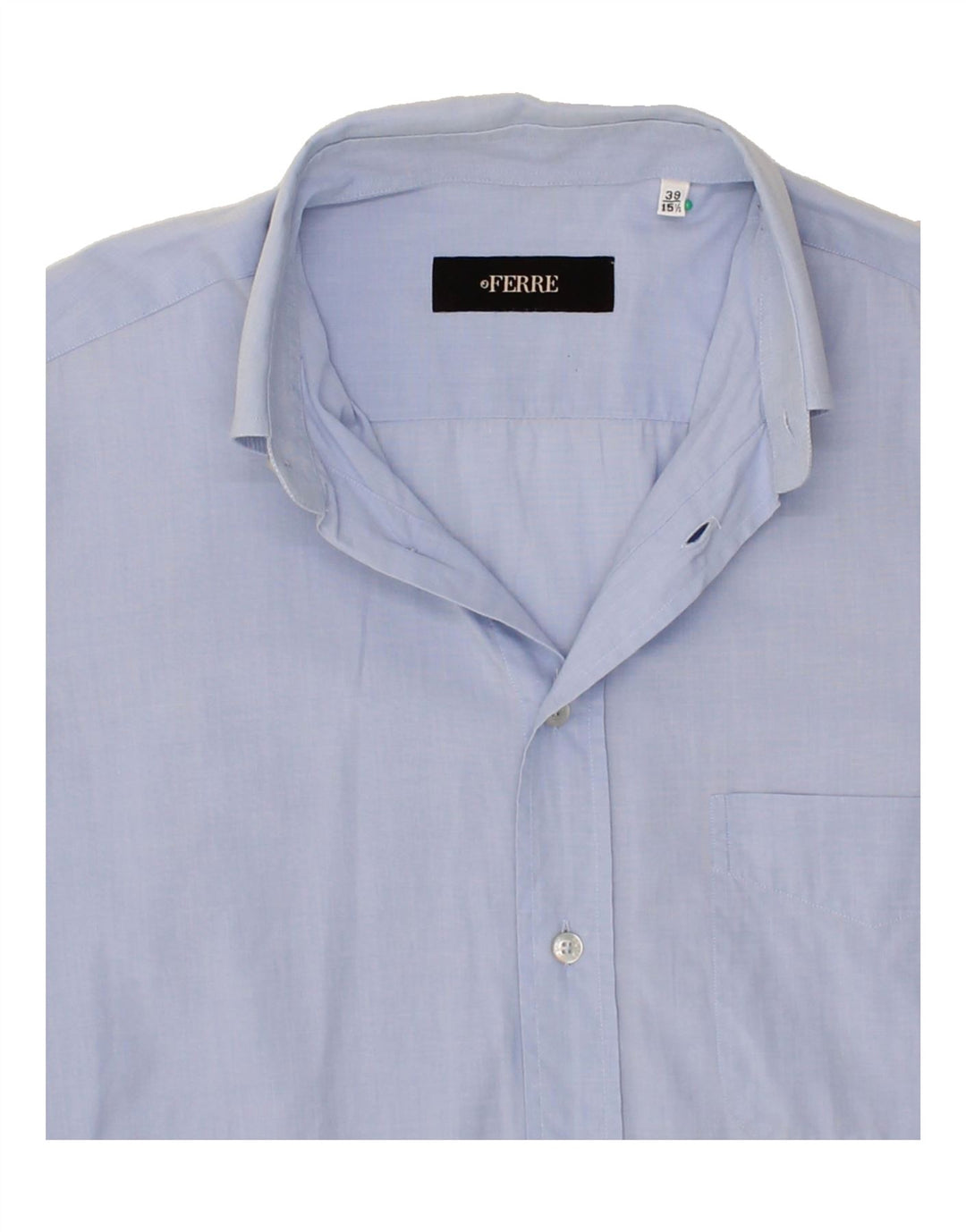 FERRE Mens Shirt Size 39 15 1/2 Medium Blue Cotton Vintage Ferre and Second-Hand Ferre from Messina Hembry 