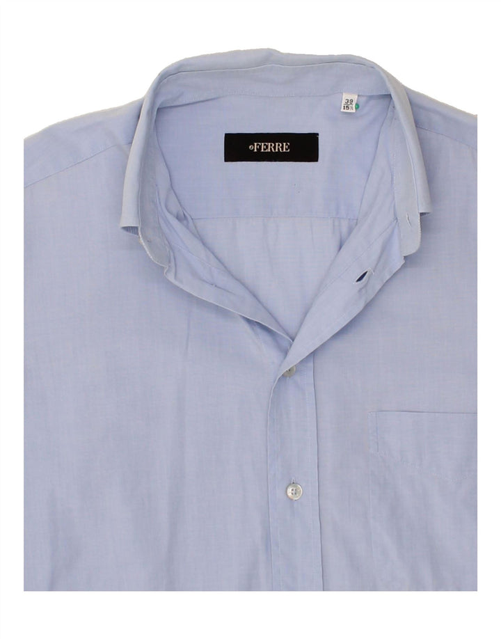 FERRE Mens Shirt Size 39 15 1/2 Medium Blue Cotton Vintage Ferre and Second-Hand Ferre from Messina Hembry 