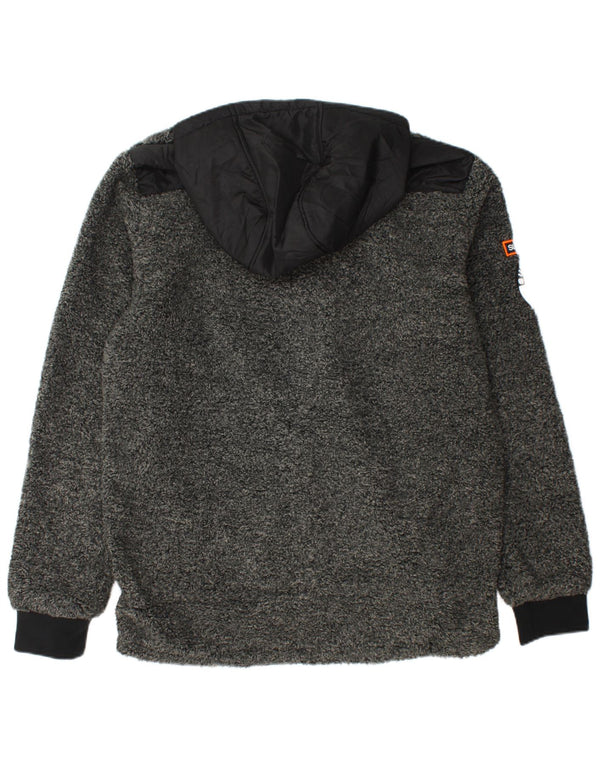 Giacca in pile con cappuccio da uomo SUPERDRY UK 44 2XL Poliestere color block grigio