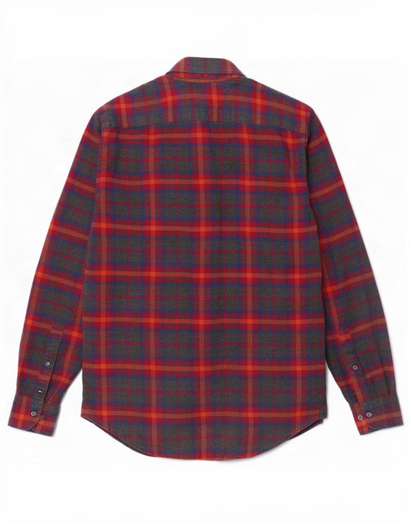 Tommy Hilfiger Camicia da uomo in flanella di cotone a quadri rossi medi