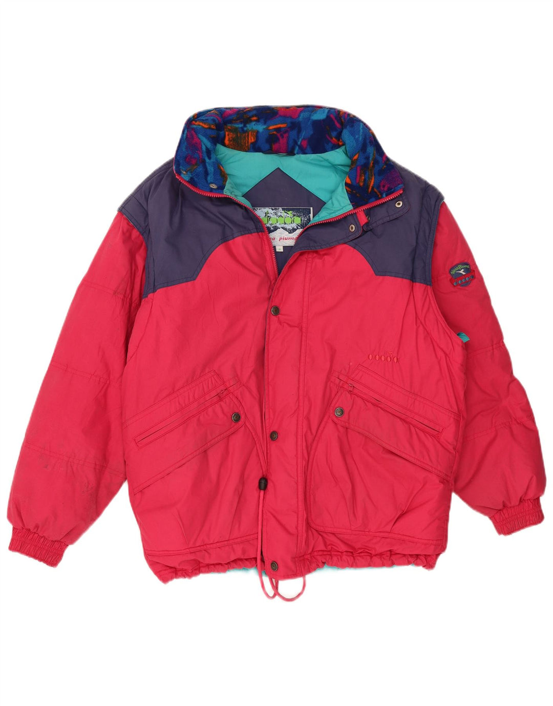 Giacca da sci da uomo Diadora UK 38 Poliestere color block rosa medio