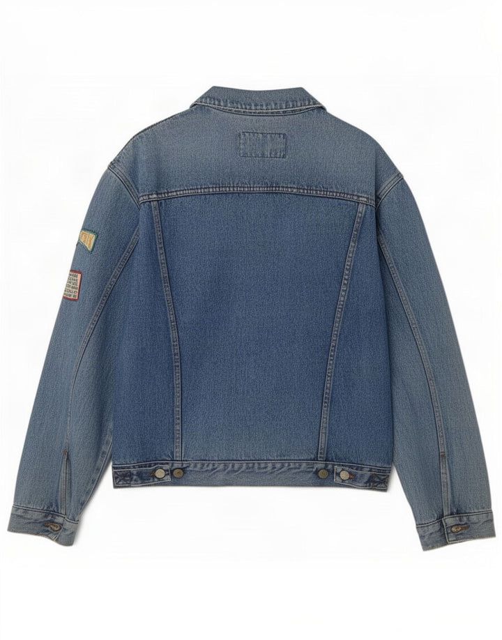 Giacca in denim grafica uniforme da uomo 751-K UK 42 XL Blu