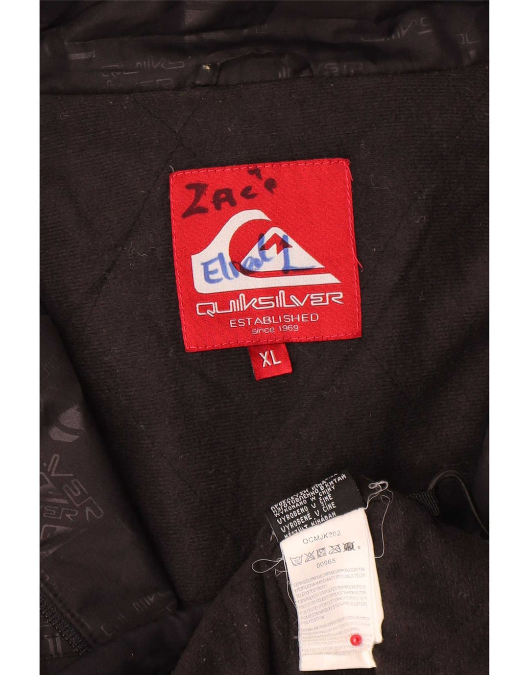 Giacca sportiva da uomo con cappuccio grafico Quiksilver XL poliestere nero