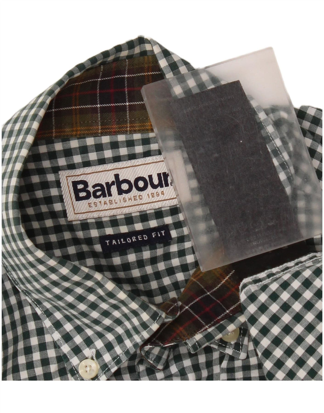 Camicia Barbour da uomo su misura piccola in cotone a quadretti verde