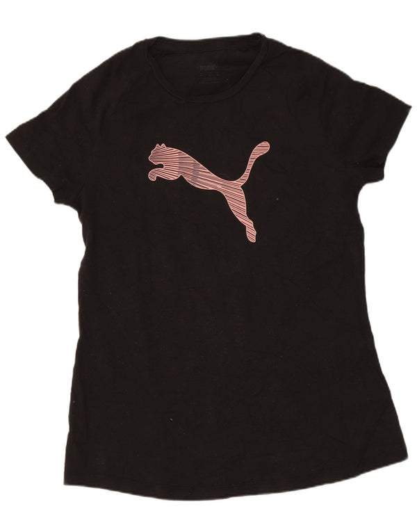 Puma T-shirt grafica regolare da donna UK 14 Medium Black Cotton Sports