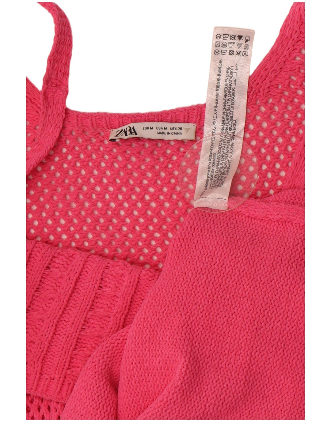Prendisole in maglia da donna Zara UK 12 Poliestere rosa medio