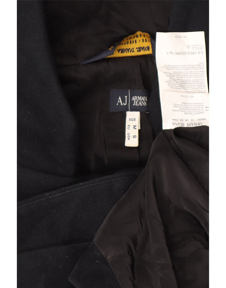 Cappotto con cappuccio da donna Armani Jeans UK 14 cotone nero medio