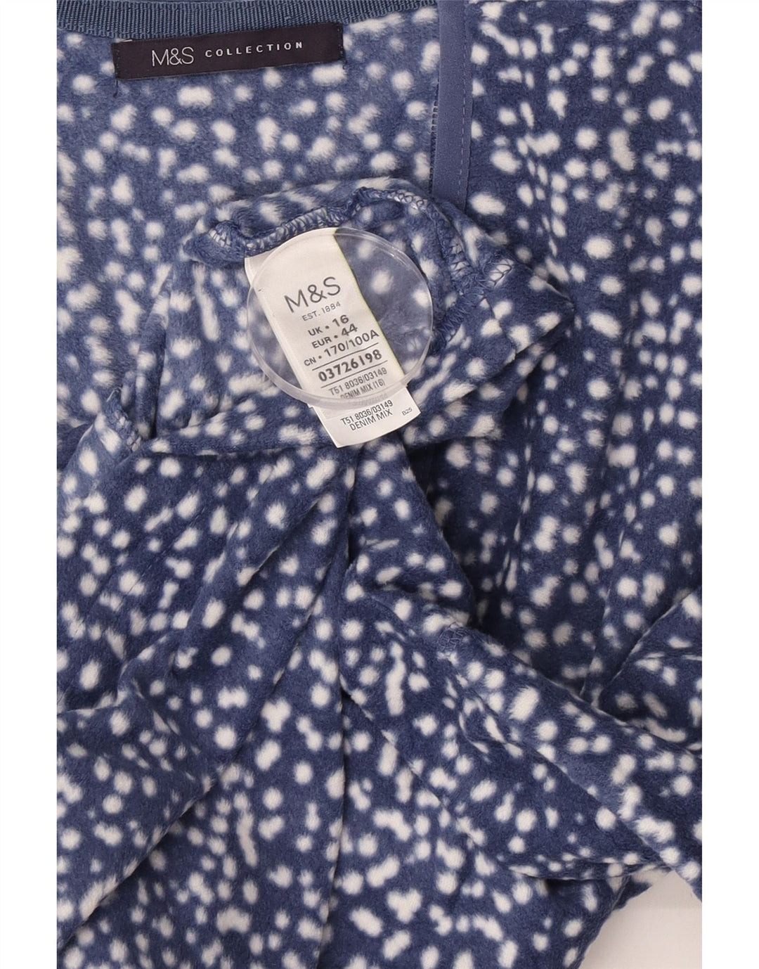 Giacca in pile da donna Marks & Spencer UK 16 grande blu navy maculato