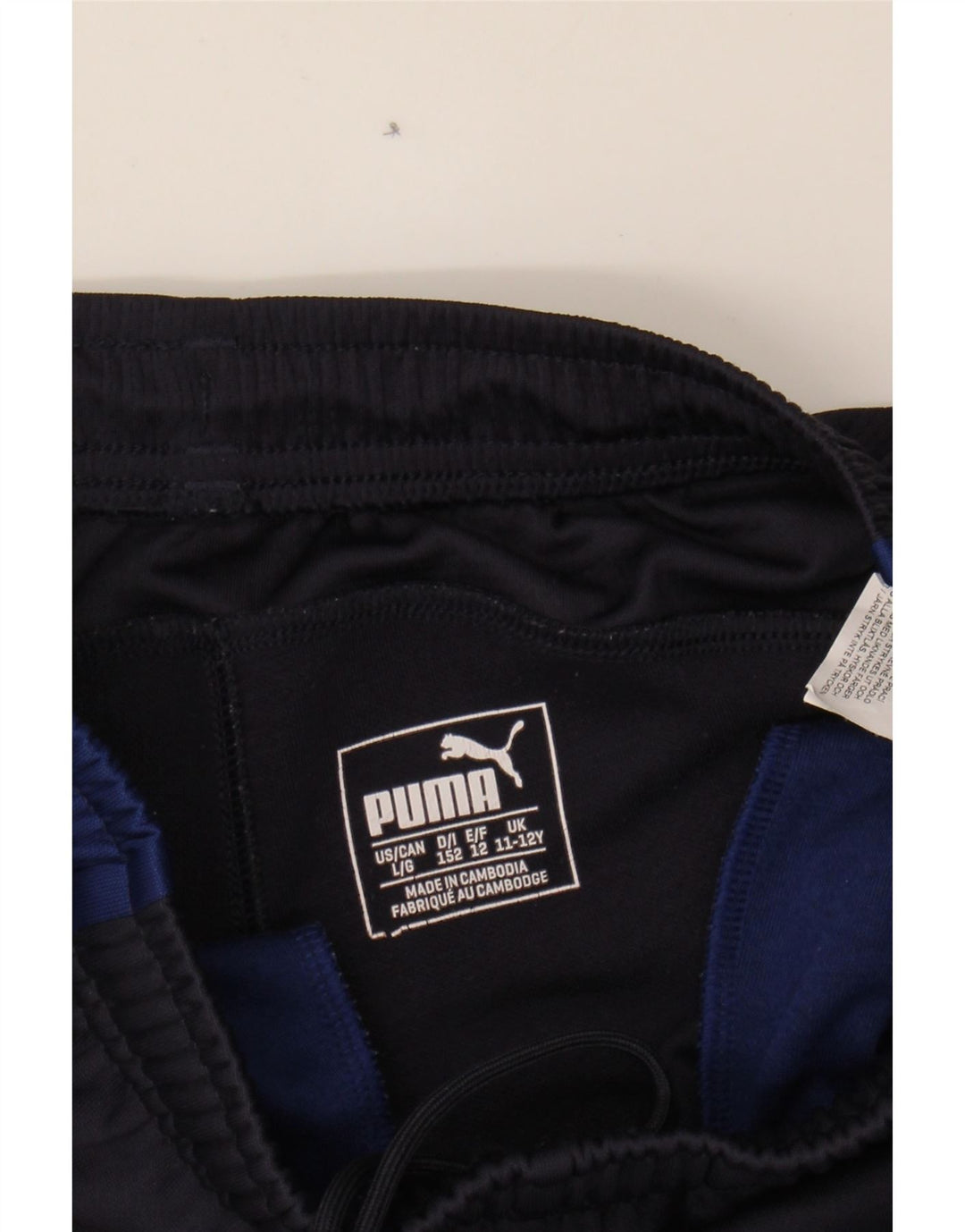 PUMA Boys Tracksuit Trousers 11-12 Years  Navy Blue Colourblock Polyester Vintage Puma and Second-Hand Puma from Messina Hembry 