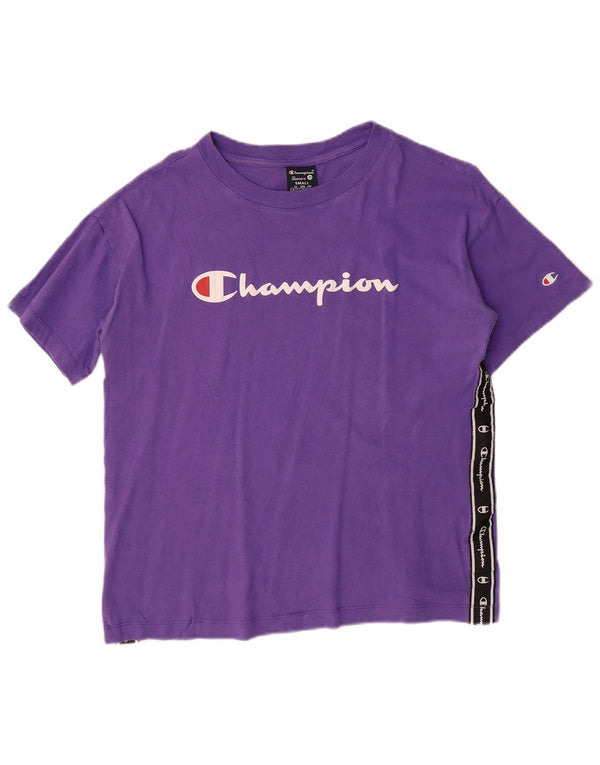 T-shirt grafica oversize da donna Champion Top UK 10 Small Purple Cotton