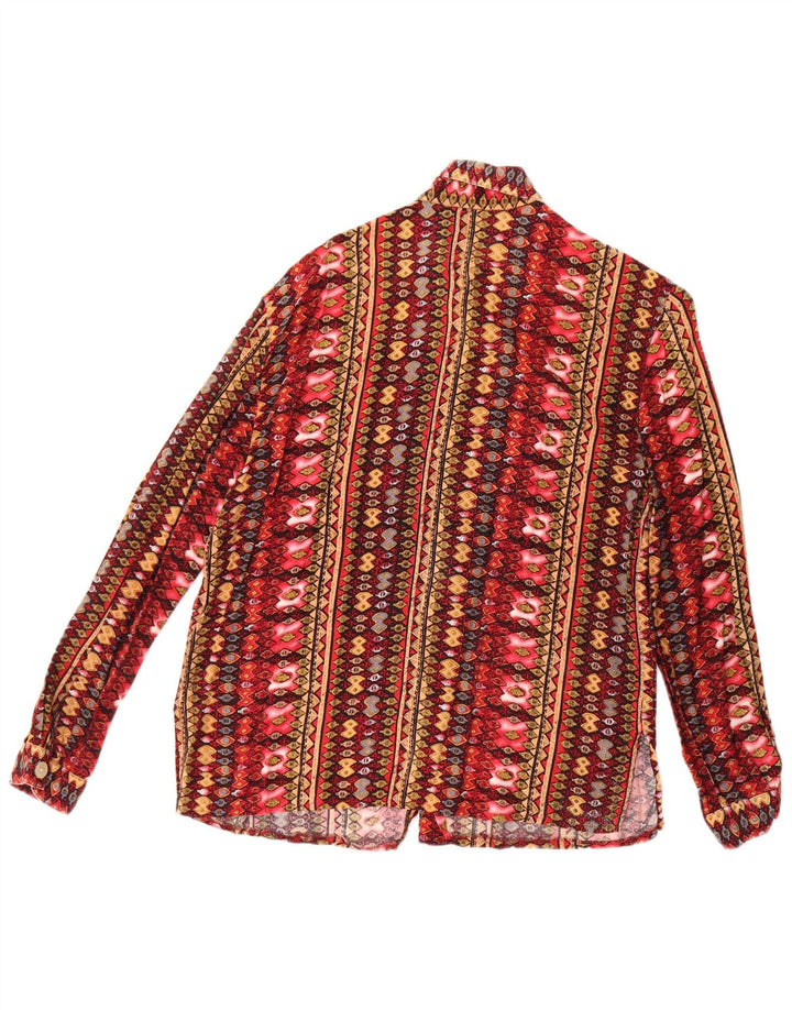 Camicia vintage da donna ampia vestibilità EU 40 media multicolore geometrica