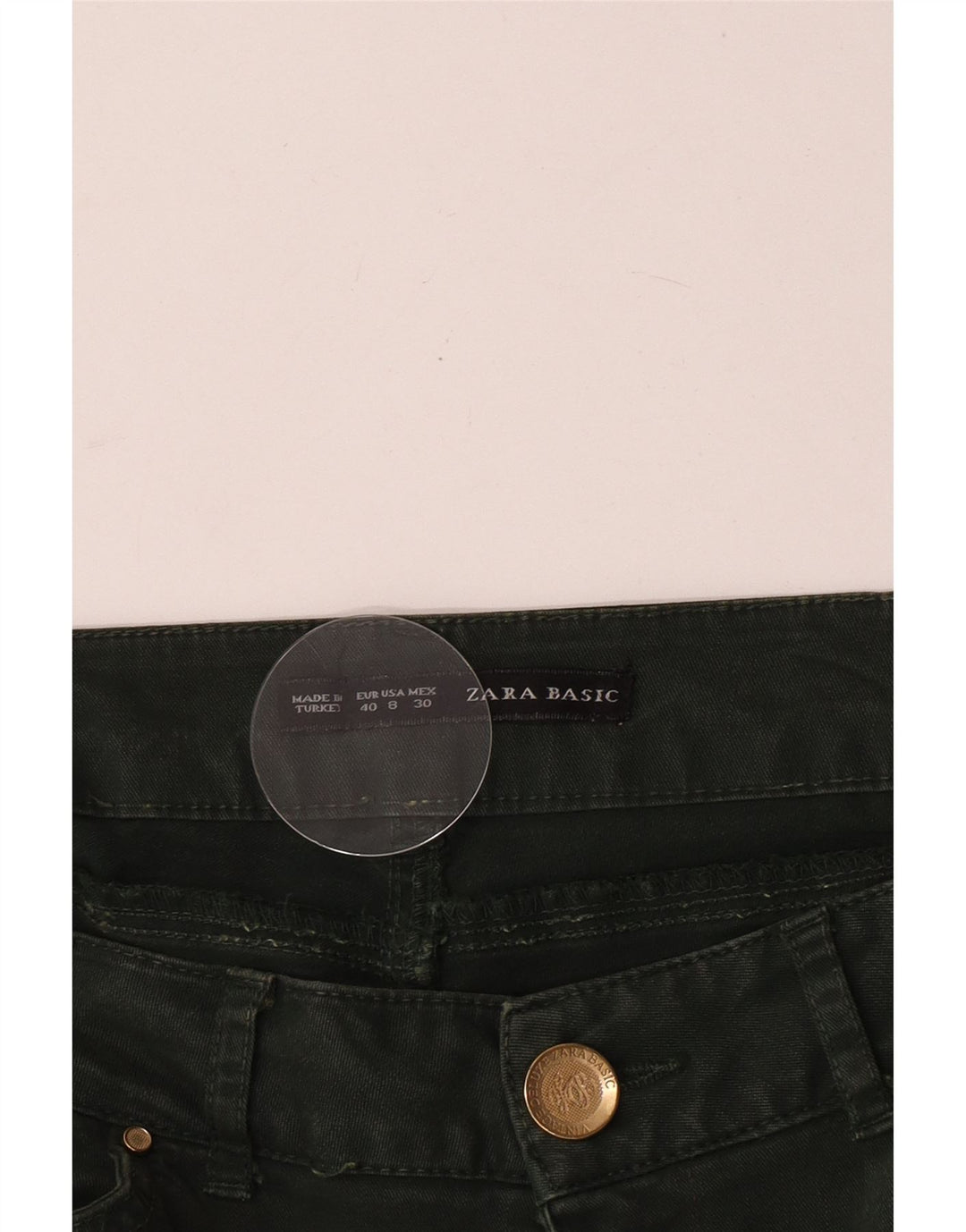 Jeans crop slim da donna Zara EU 40 medio W30 L24 verde