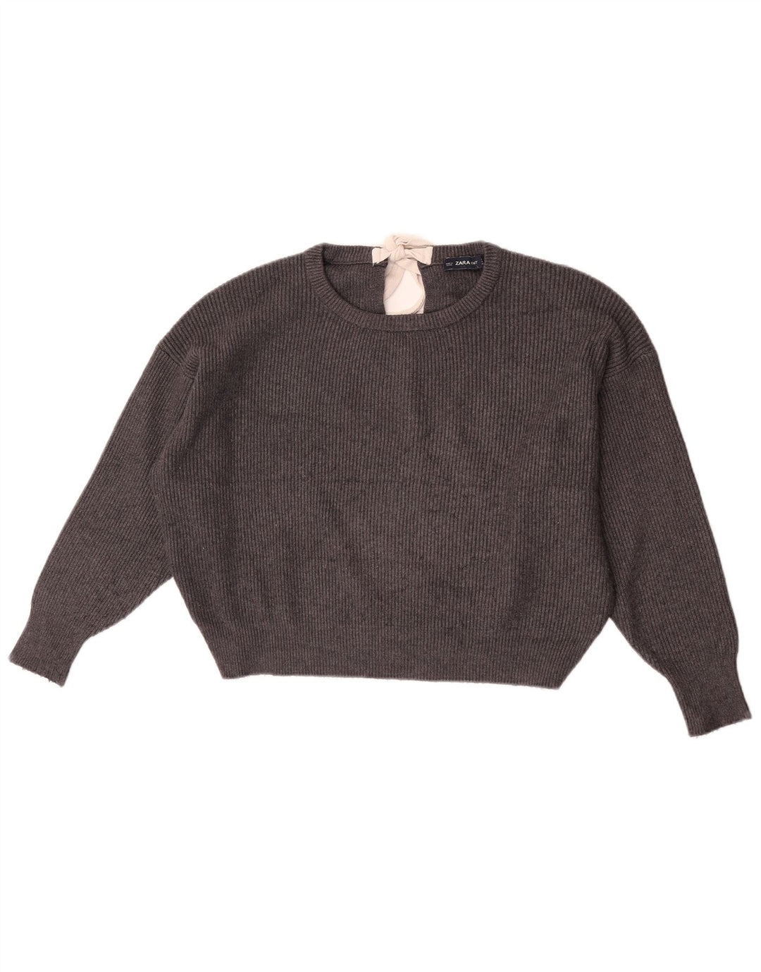Maglione corto con scollo a barca oversize da donna Zara UK 10 piccolo grigio