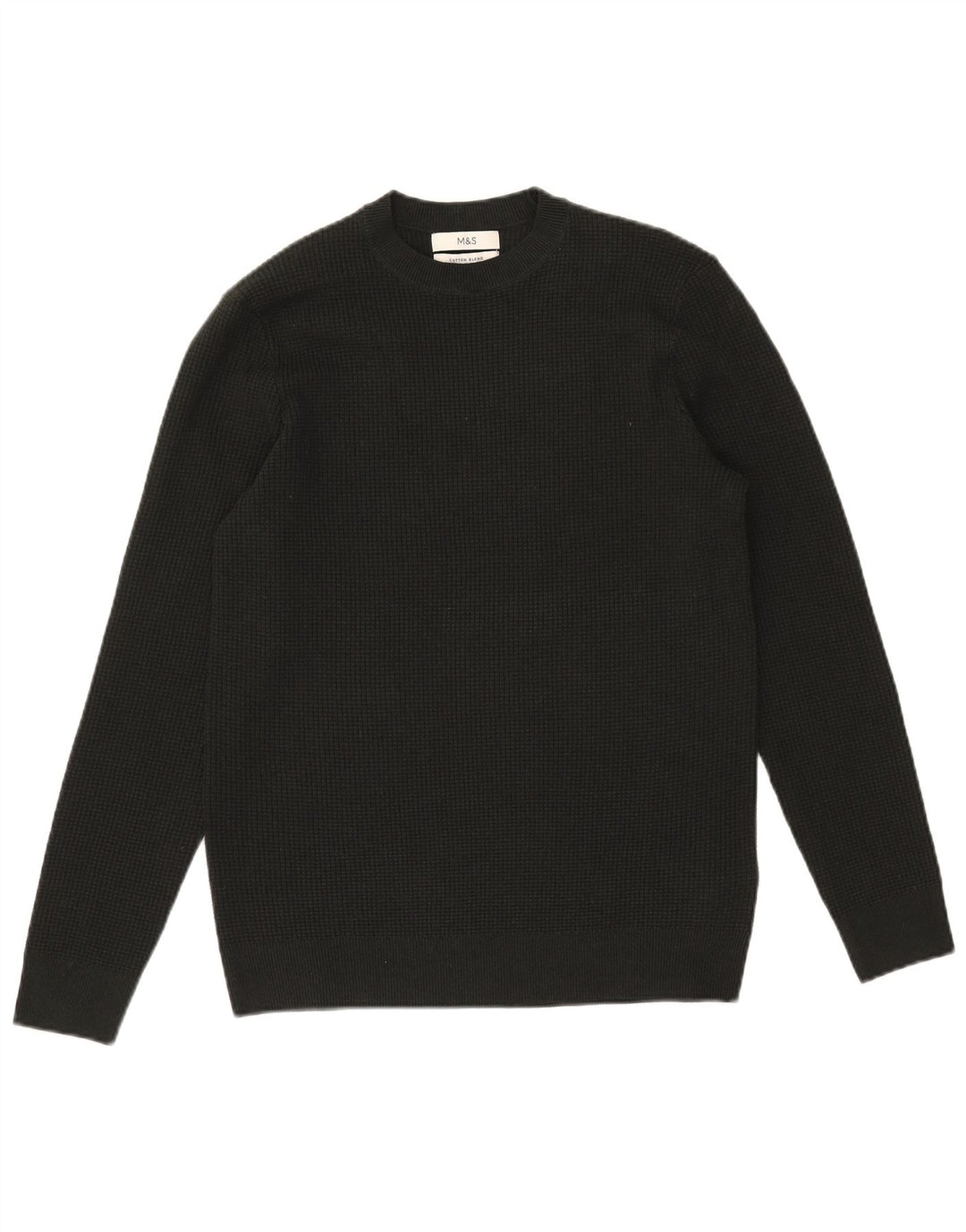 Maglione maglione girocollo da uomo Marks & Spencer piccolo poliestere kaki
