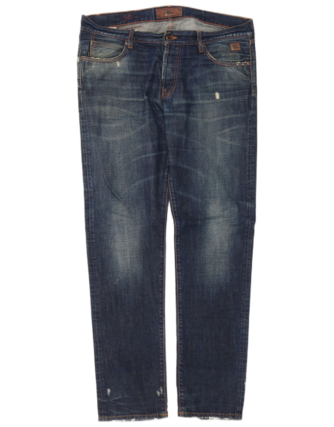 Jeans slim invecchiati da uomo Roy Rogers W38 L34 cotone blu