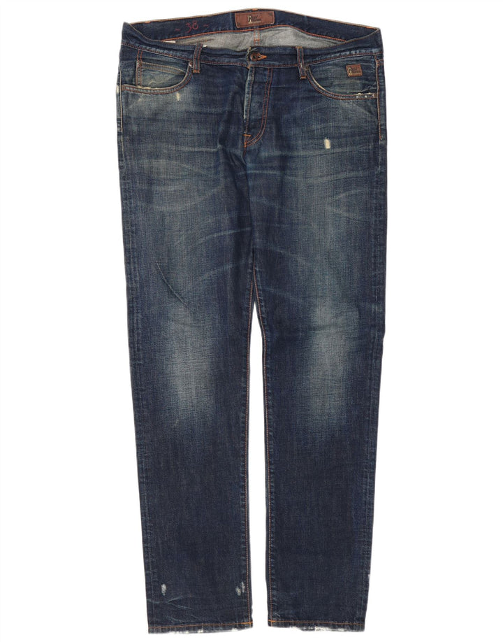 Jeans slim invecchiati da uomo Roy Rogers W38 L34 cotone blu