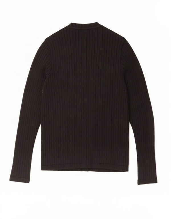 Maglione maglione girocollo da donna Zara UK 12 lana a righe nere medie