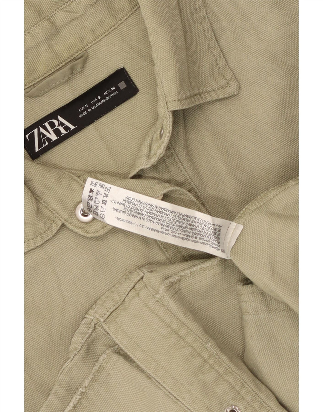 Camicia oversize da donna Zara UK 10 piccola in cotone verde