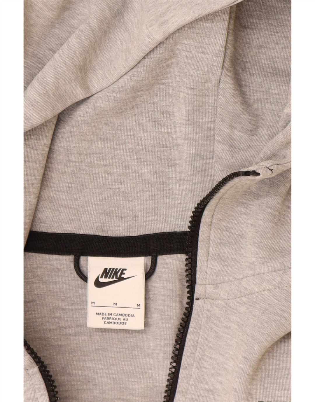 Maglione con cappuccio e zip da uomo NIKE in cotone grigio medio