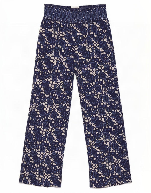 Pantaloni casual da donna con motivo astratto Fat Face UK 14 Medium W30 L27 Blu